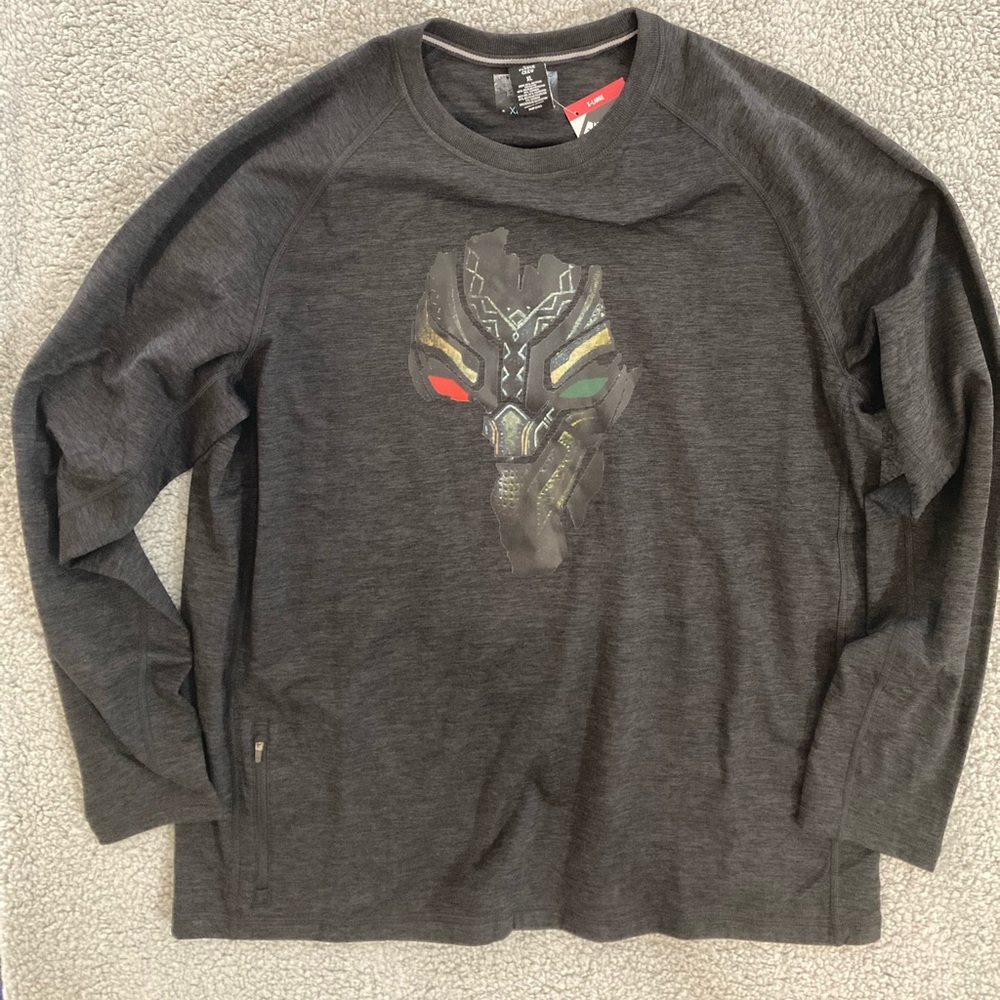 Black Panther Africa Mask Tech Fleece Men’s Long Sleeve Sweatshirt Size XL NWT